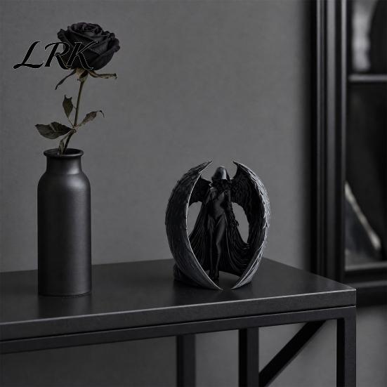 3D-печатное украшение-богиня, темная статуэтка, винтажная готическая статуя крылатой женщины, настольное украшение для дома, офиса, гостиной, с капюшоном