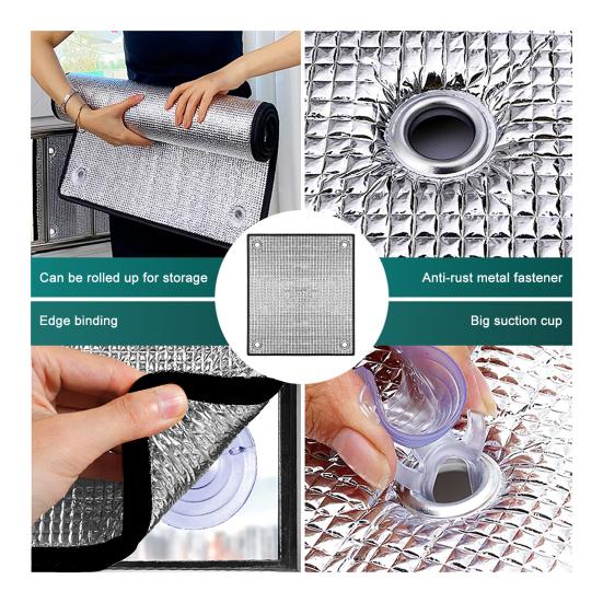 Теплоизоляционная оконная пленка Алюминиевая фольга Светоотражающая пленка для защиты от посторонних глаз Защита от УФ-лучей Оконная пленка с присоской для дома, офиса, спальни, гаража