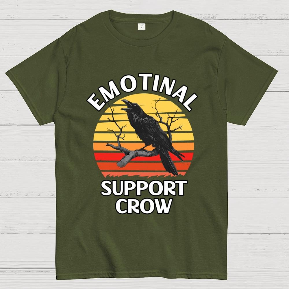 Emotional Support Crow Unisex 100% Cotton Summer Casual Cool Loose T-Shirt
