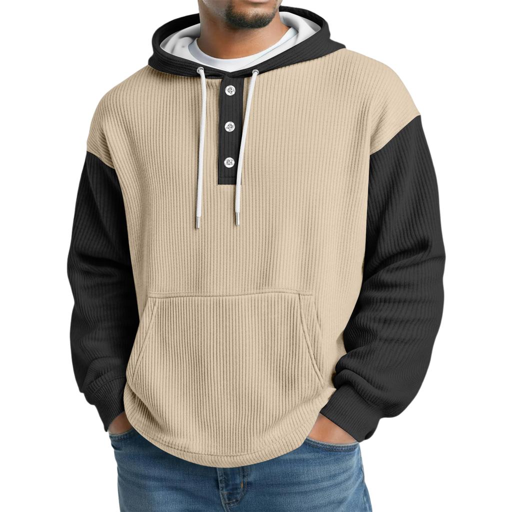 Men's Knit Hooded Sweatshirt Casual Long-Sleeve Sweatshirt