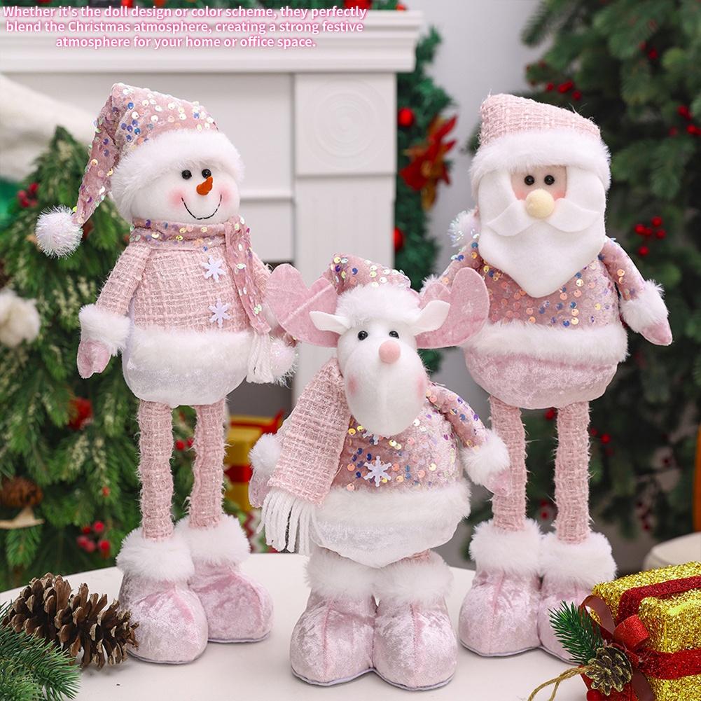 Christmas Charming Pink Height-Adjustable Snowman Santa Claus and Reindeer Christmas Decorative Items Holiday Home And Office De