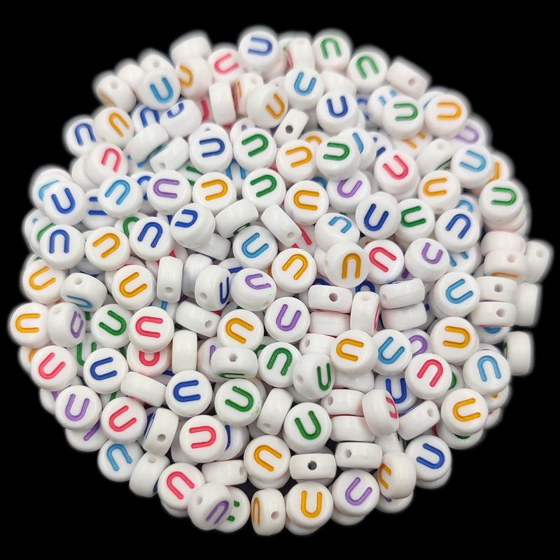 Товары для домашней вечеринки, 50 шт., 7 мм, красочные буквы, оптовая продажа, свободные бусины, изготовление ювелирных изделий, ожерелье, браслет, сделай сам, для кулона