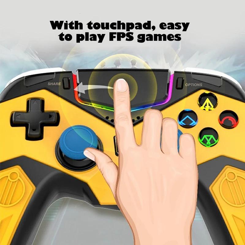 PS4/PS3, беспроводной игровой контроллер для ПК, встроенный динамик, разъем для наушников 3,5 мм, загрузка и т. д., индукционный трекпад, ослепительный световой эффект