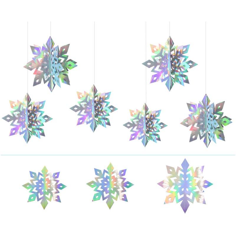 6Pcs 3D Snowflake Pendant Paper Christmas Snowflake Pendant Snowflake Pendant Holiday Party Decorations