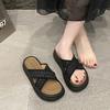 Slippers New Trendy Ins Wind Non-slip Cross 2025 Summer Thick Bottom Heightening One-word Drag Women's Shoes Cool Outside the Beach