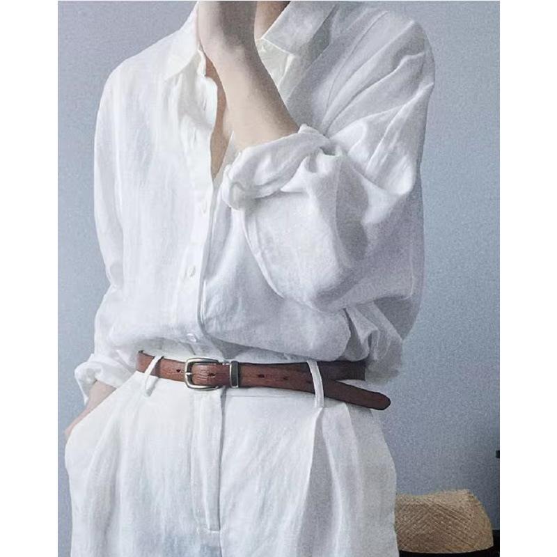Женская тонкая рубашка с белыми лацканами во французском стиле с солнцезащитным кремом