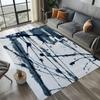 Artistic Blue White Ink Brush Abstract Pattern Area Rug Modern Art Style Non-Slip Floor Mat for Living Rooms Bedrooms
