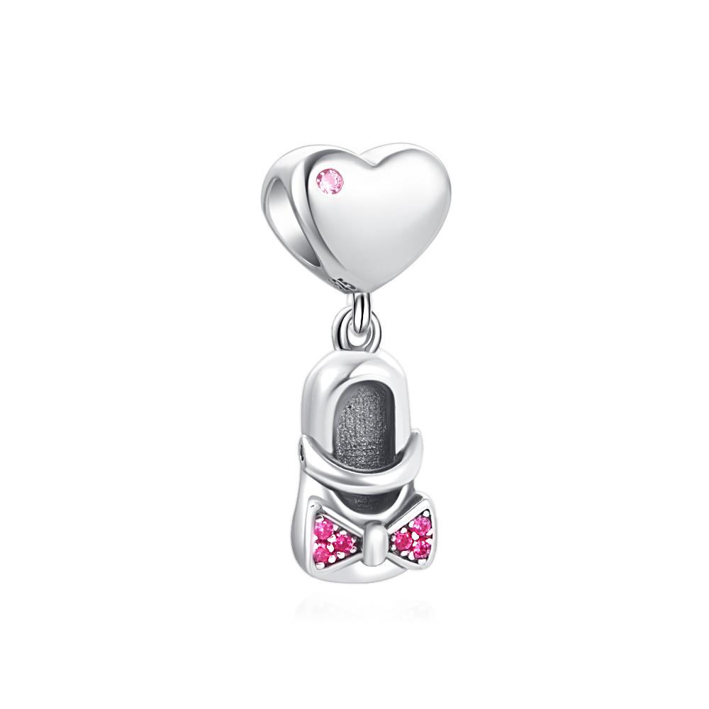 Pure Silver 925 Bracelet for Women Fashion Jewelry with High Heels Sandals Pendant Beads Charms