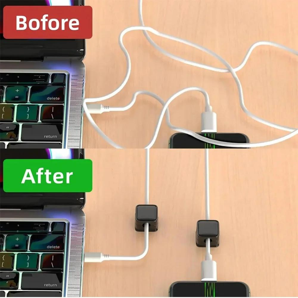 1/3/6PCS Magnetic Cable Clip Magnetic Cable Winder Cord Organizer Adjustable Cord Holder Under Desk Cable Management Holder
