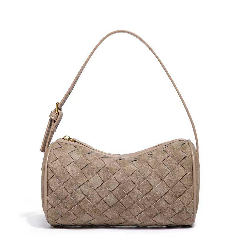 New Matte Leather Hand-Woven Bag Light Luxury Niche Shoulder Underarm Bag Portable Versatile Trend Crossbody Pillow Bag