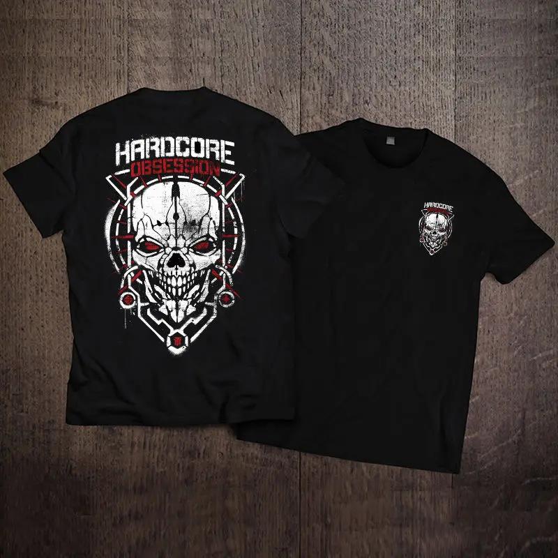 Летняя мужская футболка с короткими рукавами, европейский и американский хип-хоп, череп, повседневная футболка в стиле панк из чистого хлопка с короткими рукавами