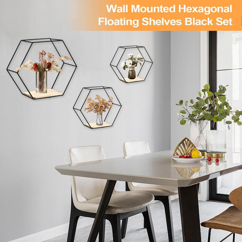5 шт. Шестигранные настенные полки для хранения Настенная подвесная полка Современные Разных размеров Стойка для хранения Декоративное Компактное Домашний декор