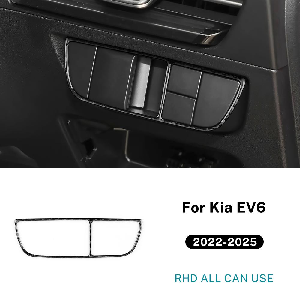 Real Soft Carbon Fiber Sticker For Kia EV6 GT EV 2022 2023 2024 2025 LHD RHD Car Headlight Button Switch Decor Interior Trim