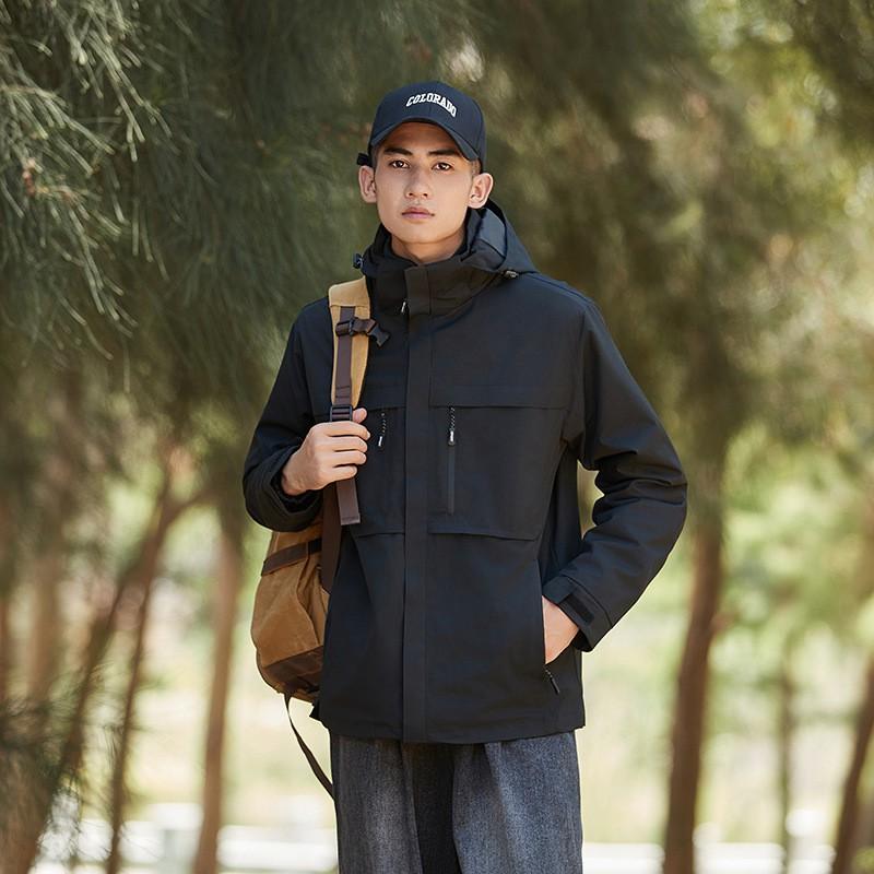 Mens Womens 3-in-1 Waterproof Windproof Hiking Jacket Outdoor Sport Coat With Hood