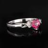 925 Silver Pink Topaz Heart Ring Diamond Accent Women Jewelry Gift Size