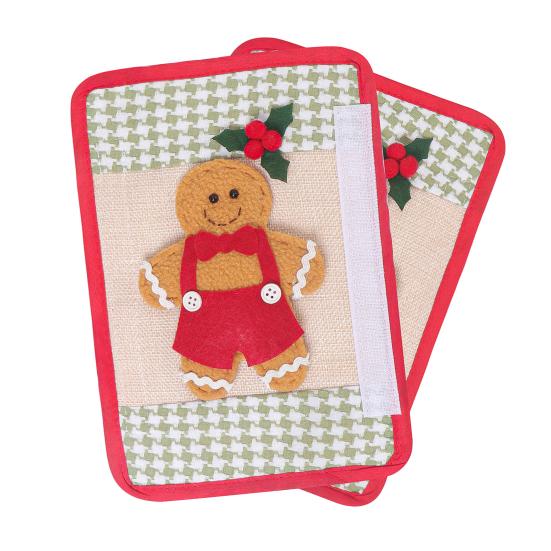 Christmas Refrigerator Handle Covers Gingerbread Man Kitchen Appliance Handle Covers for Fridge Door Holiday Home Office Decoration