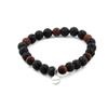 Stones and Minerals. Lava Beads Bracelet + Matte Red Tiger Eye 8 Mm. Made In France.