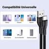Câble USB-C Charge Rapide 3A pour Samsung Galaxy A16 A15 A05s A25 A35 A55 A56 - Nylon Tressé 1M Noir Lot de 3