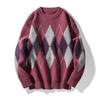 Мужской свитер с ромбовидным узором в наличии, в стиле ретро Гонконга, пуловер свободного кроя, идеально подходит для пар осенью и зимой