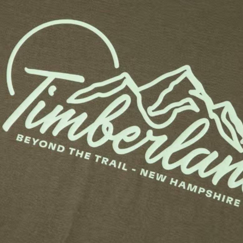 Timberland Свободная дышащая футболка с круглым вырезом и коротким рукавом Мужские футболки Армейский зеленый A6B9G-A58