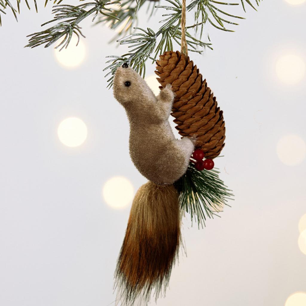 Artificial Squirrel Decoration Christmas Tree Hanging Ornament For Door Mantel Window Wedding Christmas Party Decoration