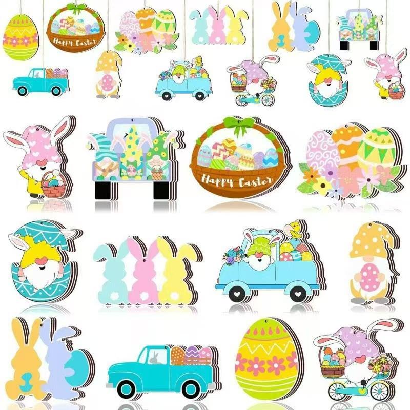 Easter Wooden Ornaments Rabbit Hanging Decoration Farmhouse Easter Tree Decoration Supplies for Party Decoration