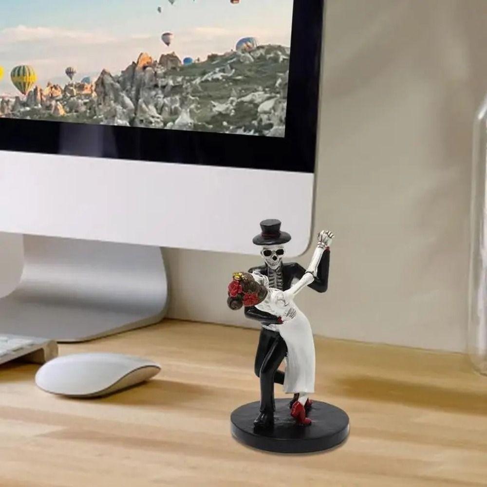 Resin Dance Skeleton Figurine Mini Skeleton Couple Ornament  for Halloween