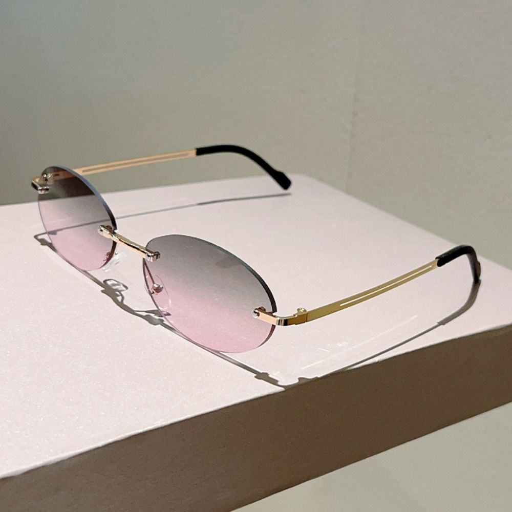 UV400 Protection Oval Sunglasses Rimless Design Sun Glasses Classic Eyeglasses  for Women & Men