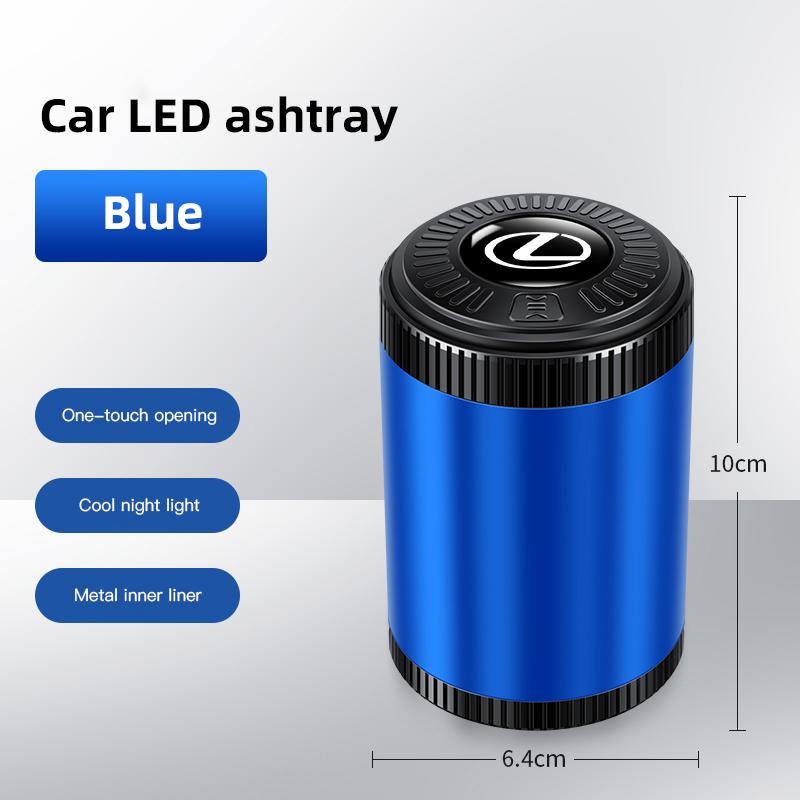 Aluminum Alloy Car Ashtray with Led Lights Styling For Lexus F SPORT ES RX NX LS UX LM LX GX LC RZ IS CT GS RC HS Cigar Ash Tray