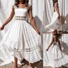 Summer Elegant Sexy White Dress For Women Fashion Sexy Lace Hollow Out Bridemaid Long Dress Ladies Holiday Wedding Maxi Dress