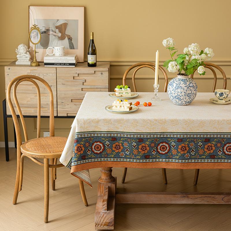 Thick Cotton Linen American Country Farmhouse Style Rectangular Tablecloth