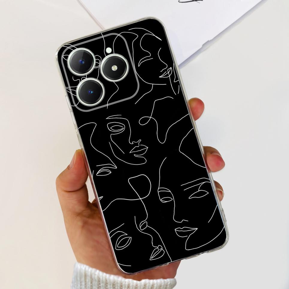 Чехол-сердце для пары для Realme Narzo N61 N63 Realme C63 C61 Прозрачный Мягкий Силиконовый Тонкий Чехол для Телефона Модный Capas