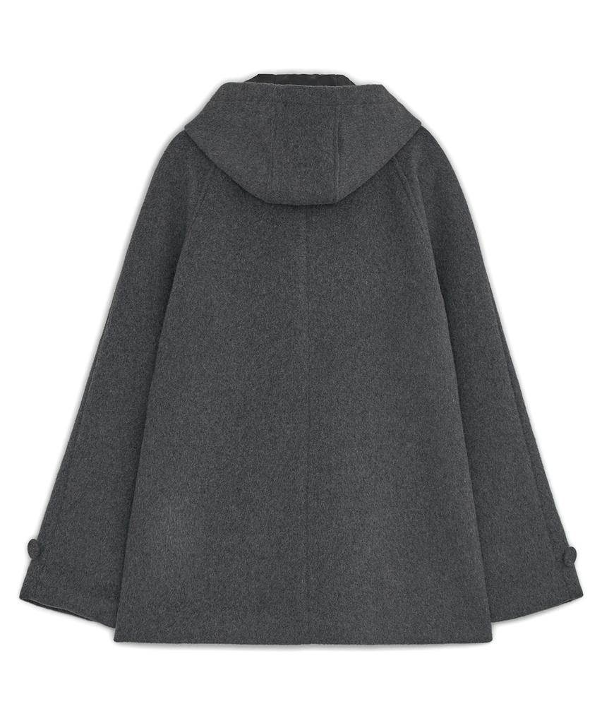 HUG YOUR SKIN Hooded Half Coat (Charcoal)