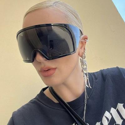 Новые женские солнцезащитные очки оверсайз мужские обтекаемые ветрозащитные персональные большие очки футуристическая мода очки Y2K УФ400 очки для езды на велосипеде