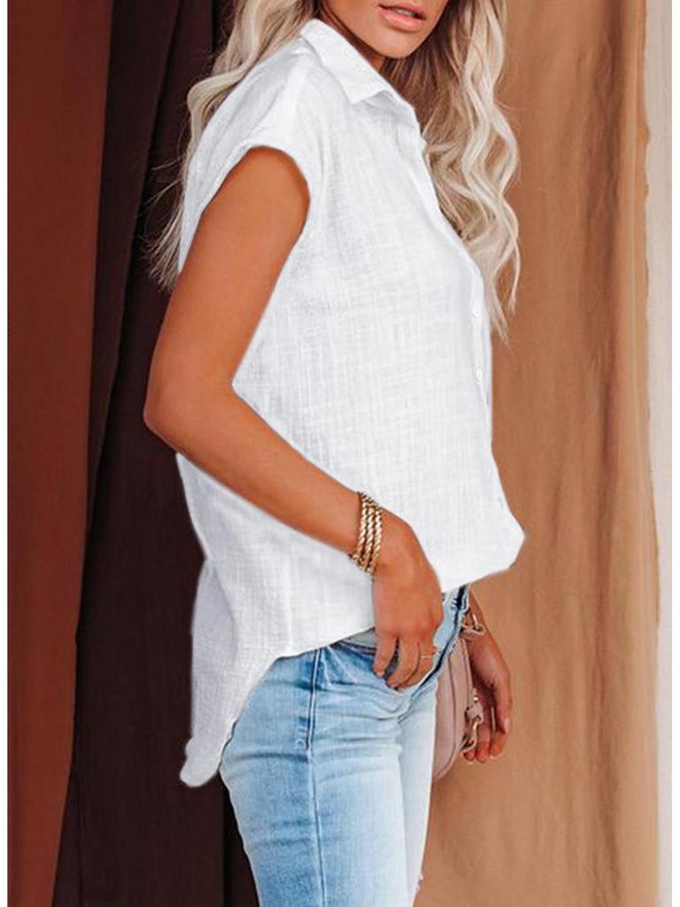 Summer 2026 Solid Color Single-Breasted Sleeveless Lapel Shirt