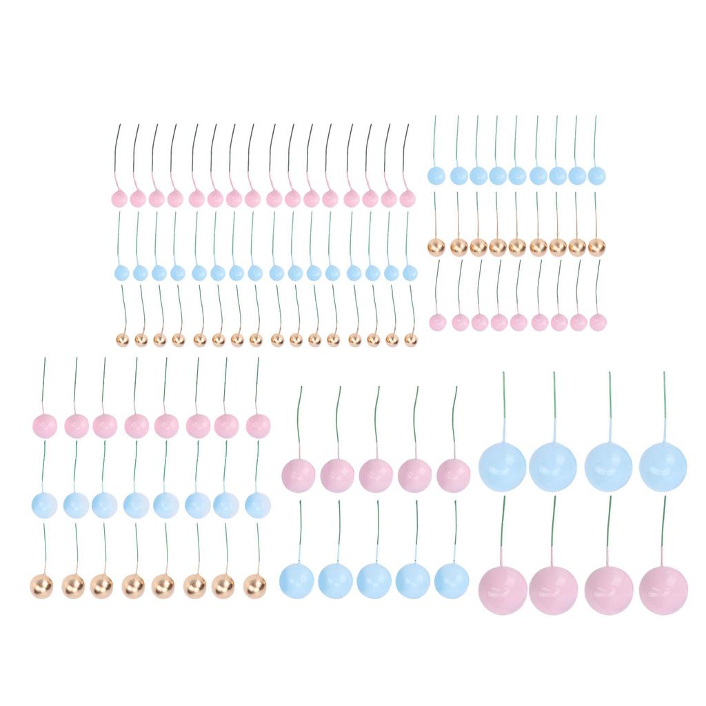 120PCS Ball Cake Topper Sticks Blue Roseate Gold 1.5cm 2cm 2.5cm 3cm 4cm Foam Balls Cake Decorations for Birthday Cake