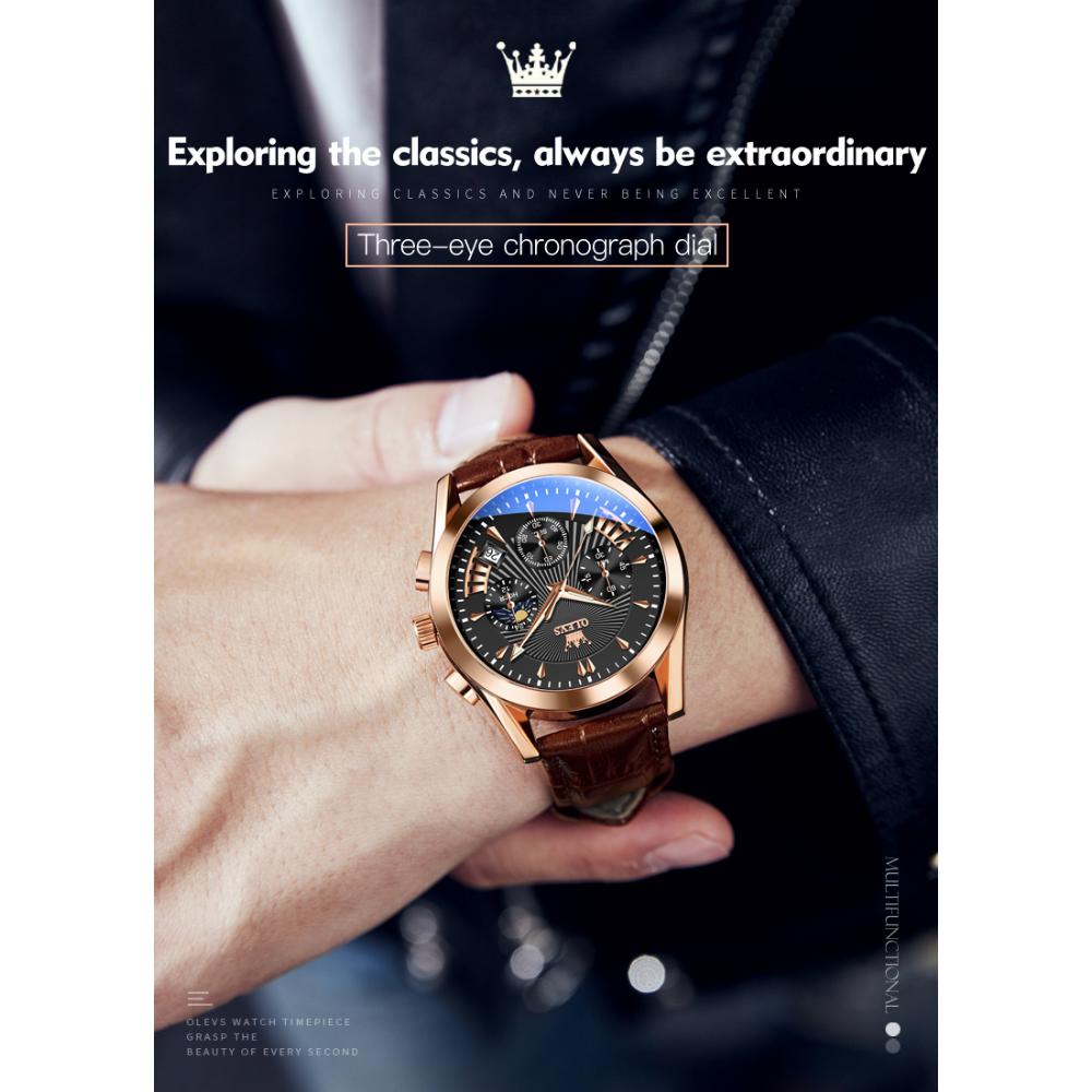 OLEVS Новые многофункциональные спортивные кварцевые часы с хронографом, водонепроницаемые мужские часы