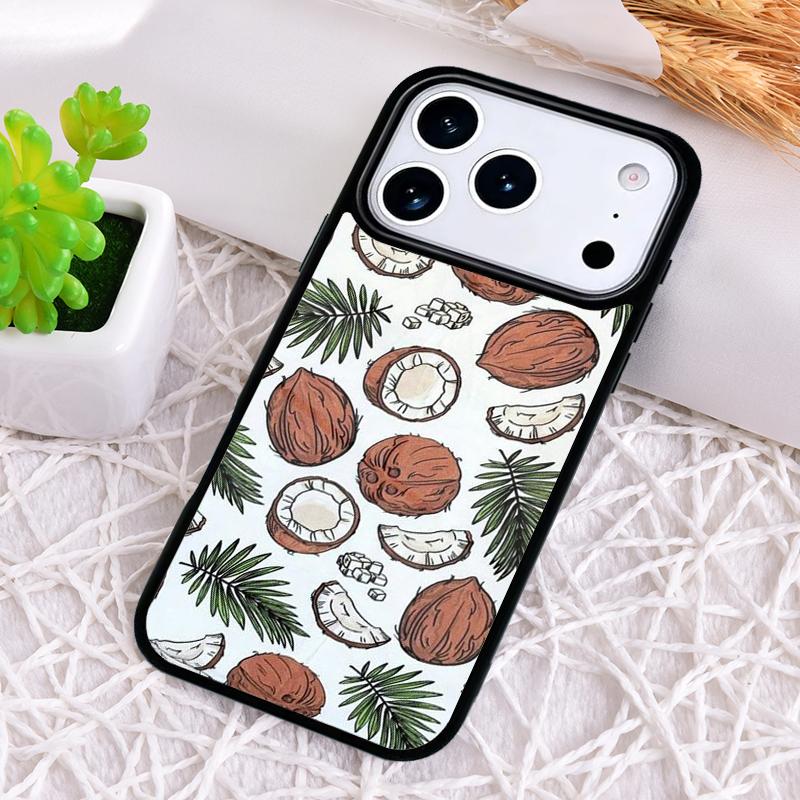 Чехол для телефона с фруктами и кокосом для iPhone 17 Air 16 15 11 12 14 13 Pro Max Ударопрочный чехол
