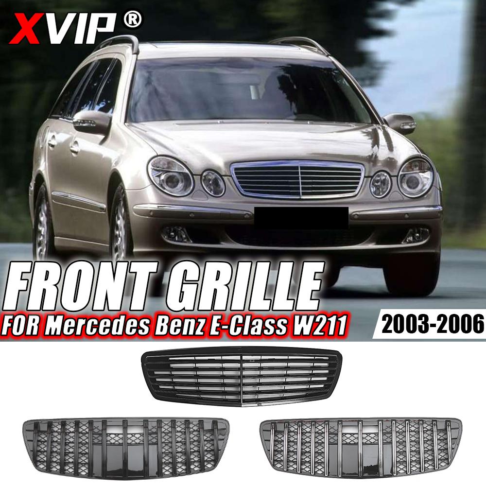 XVIP глянцевая черная решетка радиатора переднего бампера AMG Style для Mercedes Benz E W211 E320 E350 E500 E550 2003-2006 хромированные решетки GTR Style