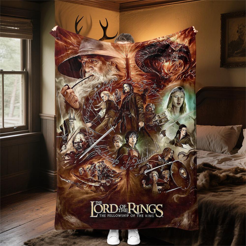 1PC Lord of the Rings Fellowship of the Ring Outdoor Flannel Blanket Soft Plush Decor for Picnics, camping,Bedroom, Playroom, Office1224A