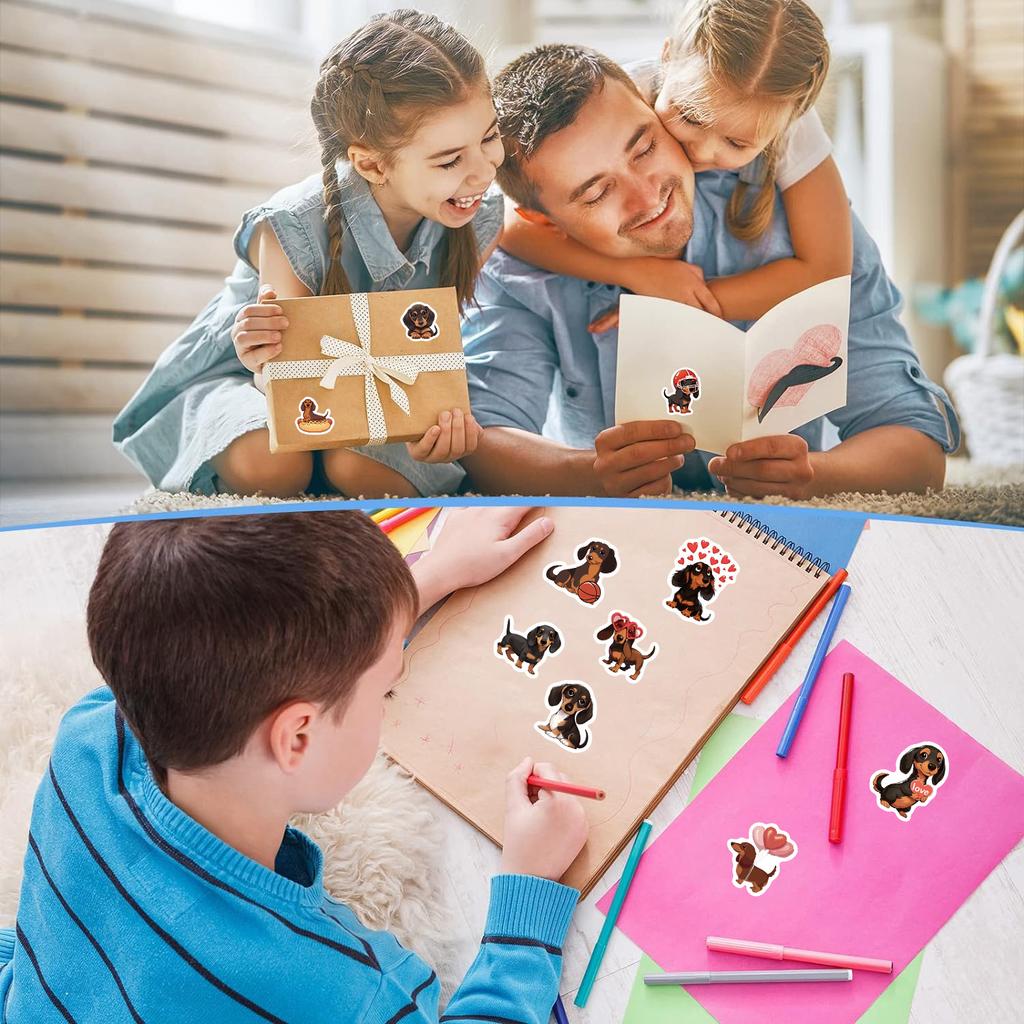 500 Pieces/roll Roll Sticker Hot-selling Tape Dachshund Dog Sticker Handbook Material Decorative Envelope Seal Sticker