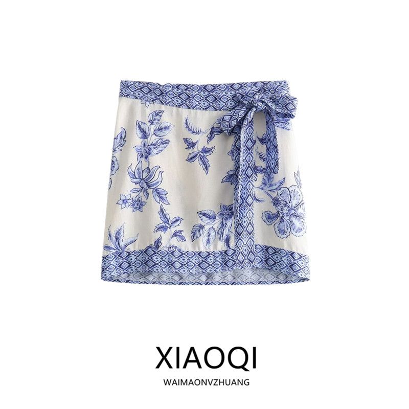 Fashion Style 2024 Summer New Arrival Women's Clothing High Waist One-Piece Culottes Flower Printing Skirt 9878108