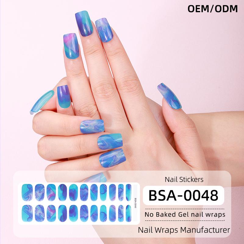 Hot Sale Autumn Winter Design Press-On 22 Gel Nail Wraps Strips No UV Lamp Free Baked Fully No Baked Cured Gel Nail Stickers