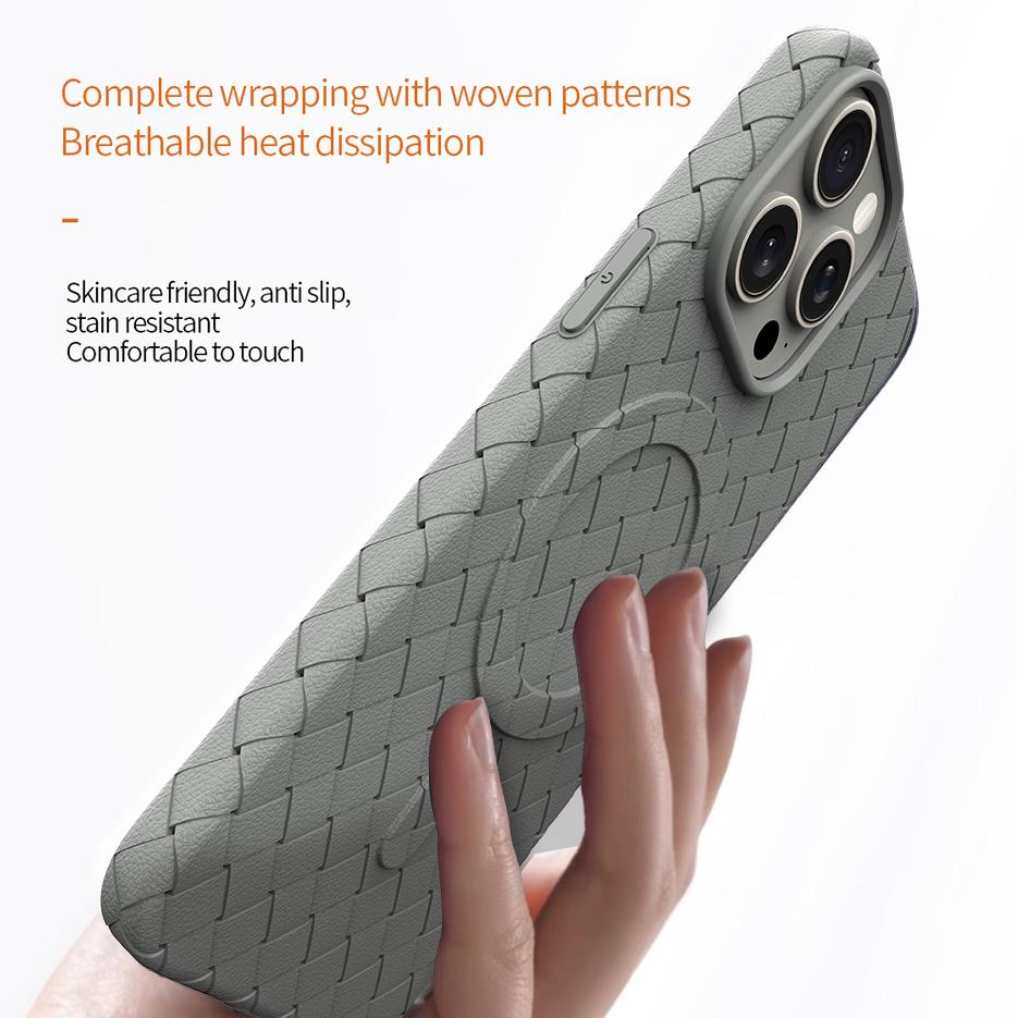 Для магнитного беспроводного зарядного чехла Magsafe для iPhone 16 15 14 12 13 Pro Max дышащий охлаждающий тканый сетчатый мягкий силиконовый чехол