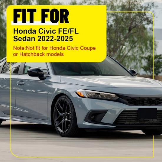 6PCS Pillar Posts Door Window Black Glossy Trim For FE/FL Honda Civic -2025