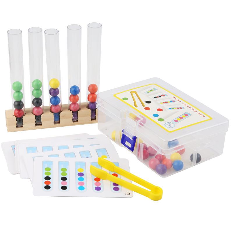 Test Tube Bead Game, Children'S Puzzle Early Education Logic Concentration Action Training Teaching Aids, Wooden Toys