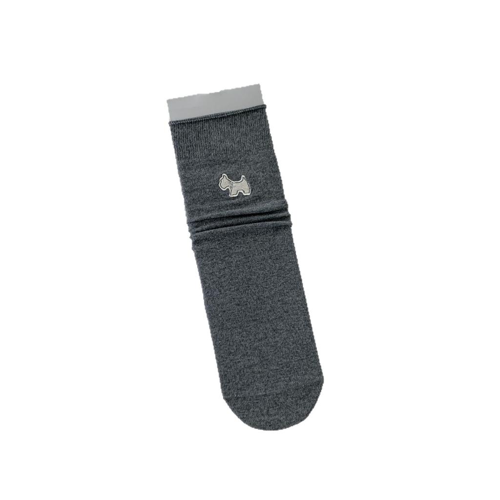 New Cartoon Socks Cute Embroidered Puppy Stack Socks Straight Board Simple And Versatile Mid-Tube Socks Look Good