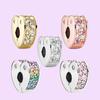 S925 Sterling Silver  Heart Pave Stopper Clip String Bead With Cloth Bag Fit Making Bracelet for Women Birthday Gifts