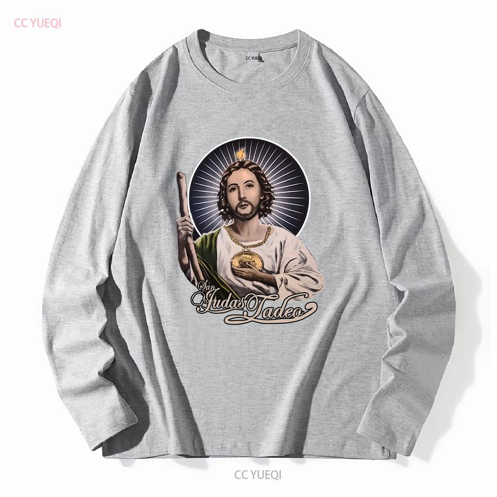 San Judas Tadeo Saint Jude Apostle Religious Thaddeus T Shirt Long Or Short Sleeves Vintage Washed Soft Top For Everyday Wear