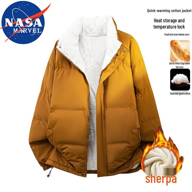 NASA MARVEL Men's Stand Collar Lamb Fleece Winter Jacket